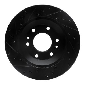 Buick Rainier Brake Rotor (1) - Front Right - R1 Concepts - Drilled & Slotted - Black - `02-`05